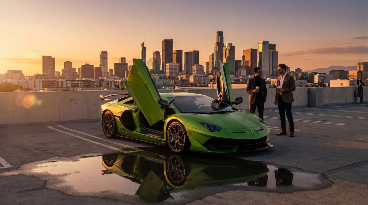 小蓝视频汽车改装视频-城市天台超跑改装展示